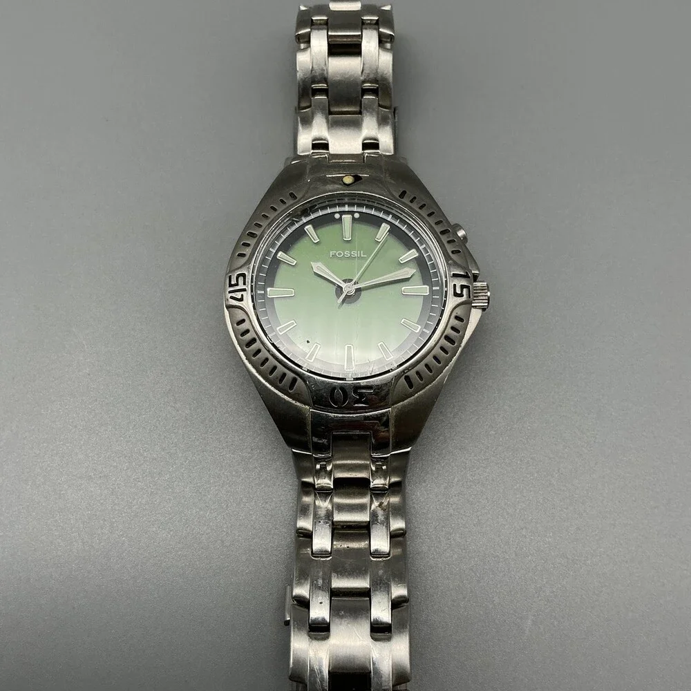 Fossil Kaleido AM-3538 Mens Watch 39mm Color Change Stainless New Battery 7.5